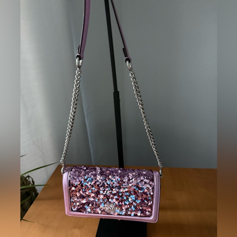 Coach Lilac Sequin Flap Crossbody - Picture 3 of 9